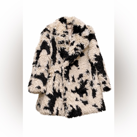 Free People x REVOLVE Jade Cow Fur Coat in Black & White - Picture 4 of 16